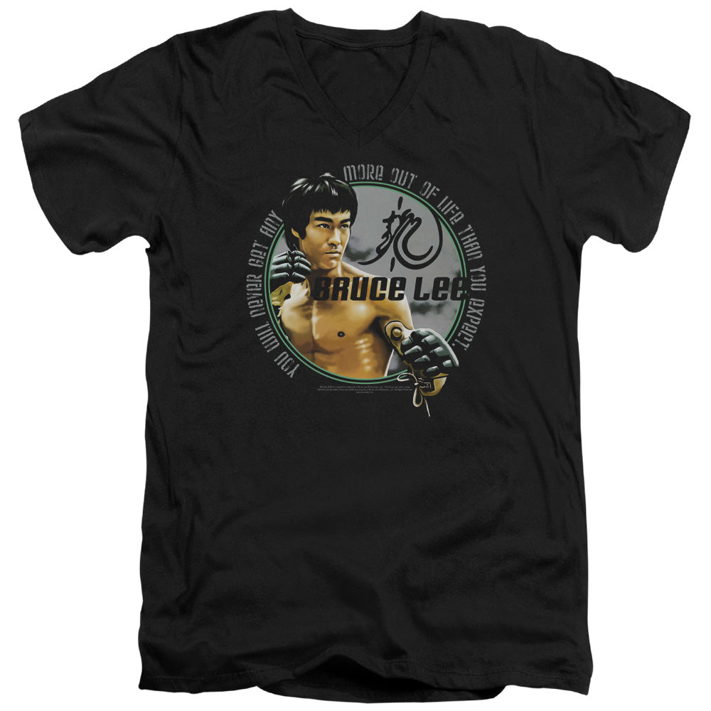 Bruce Lee - Expectations - Short Sleeve Adult V-neck - Black T-shirt