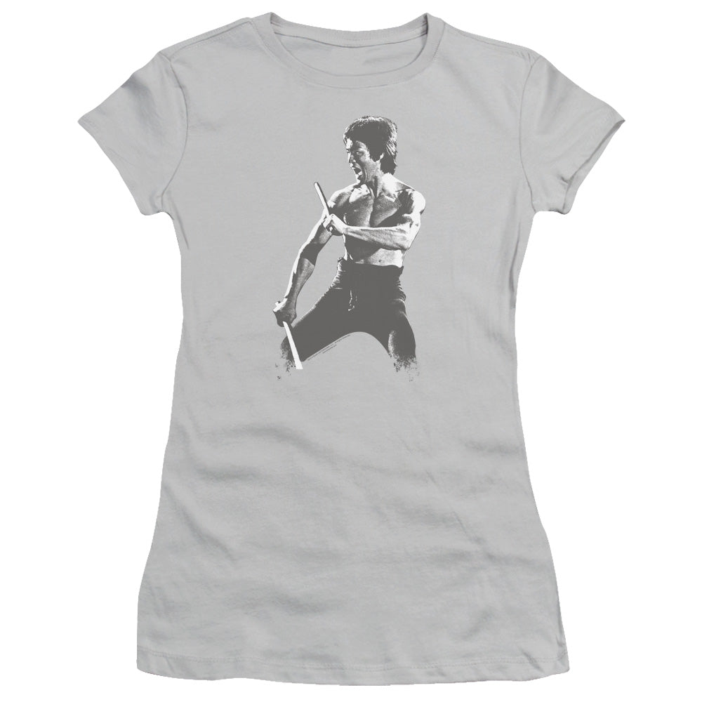Bruce Lee - Chinese Characters - Short Sleeve Junior Sheer - Silver T-shirt