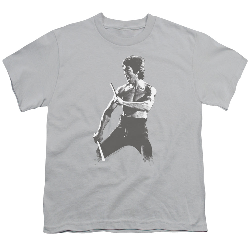 Bruce Lee - Chinese Characters - Short Sleeve Youth 18/1 - Silver T-shirt