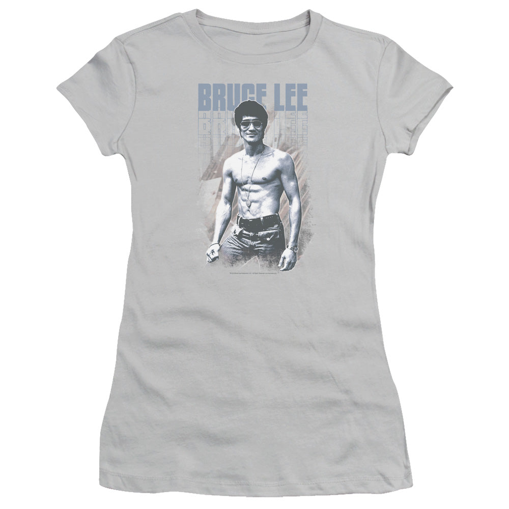 Bruce Lee - Blue Jean Lee - Short Sleeve Junior Sheer - Silver T-shirt