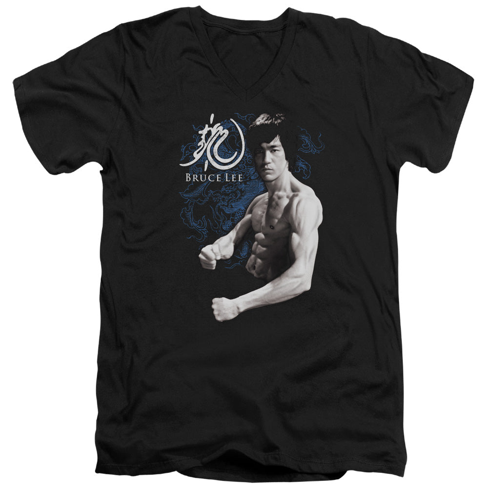 Bruce Lee - Dragon Stance - Short Sleeve Adult V-neck - Black T-shirt
