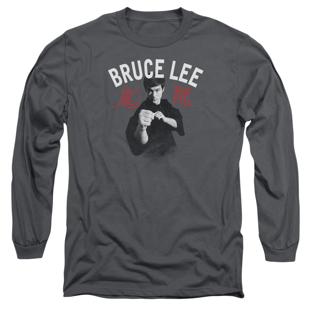 Bruce Lee - Ready - Long Sleeve Adult 18/1 - Charcoal T-shirt