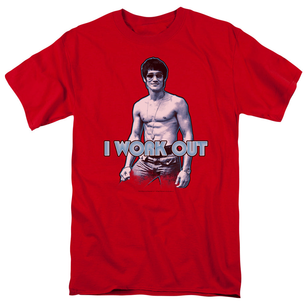 Bruce Lee - Lee Works Out - Short Sleeve Adult 18/1 - Red T-shirt