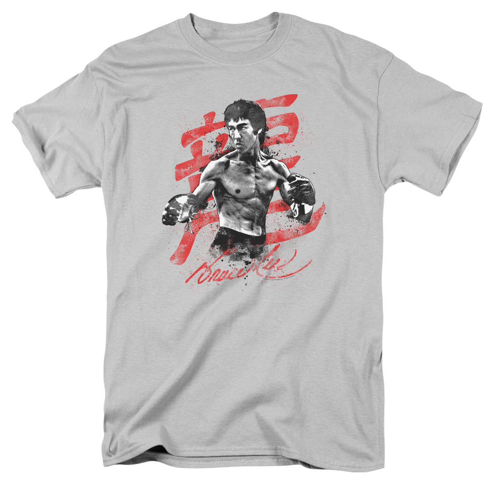 Bruce Lee - Ink Splatter - Short Sleeve Adult 18/1 - Silver T-shirt