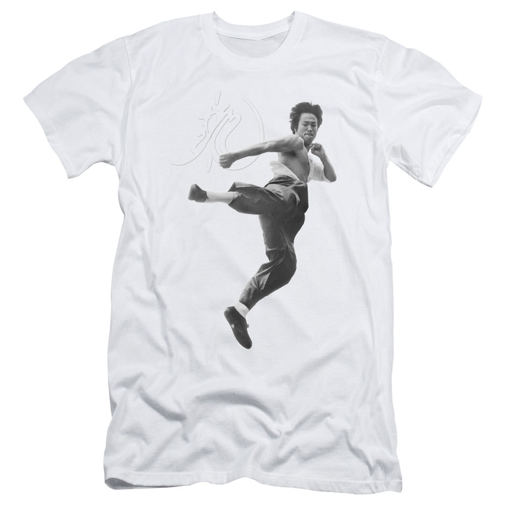 Bruce Lee - Flying Kick - Short Sleeve Adult 30/1 - White T-shirt