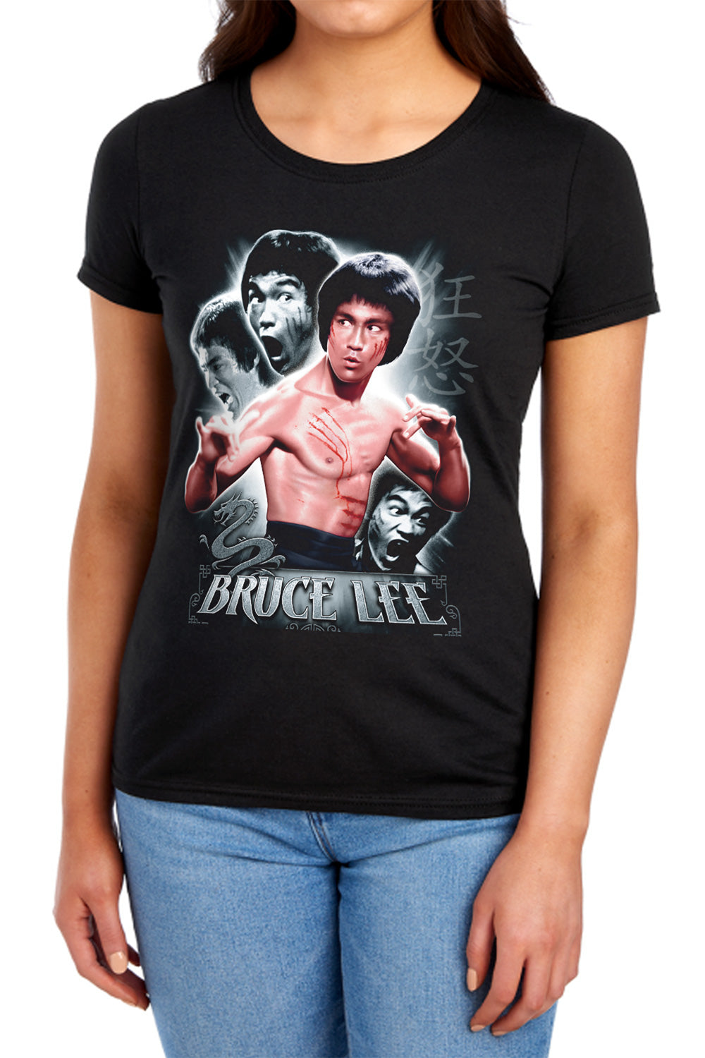 Bruce Lee - Inner Fury - Short Sleeve Womens Tee - Black T-shirt