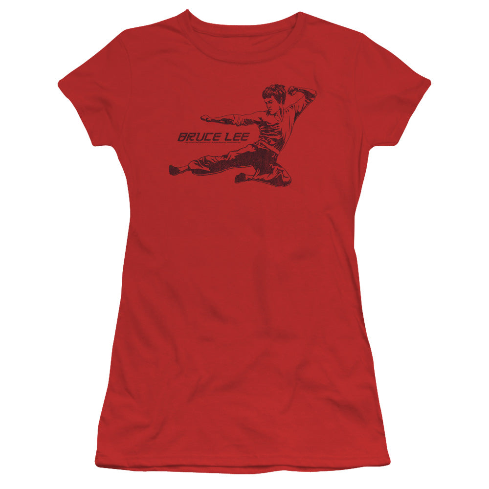 Bruce Lee - Line Kick - Short Sleeve Junior Sheer - Red T-shirt