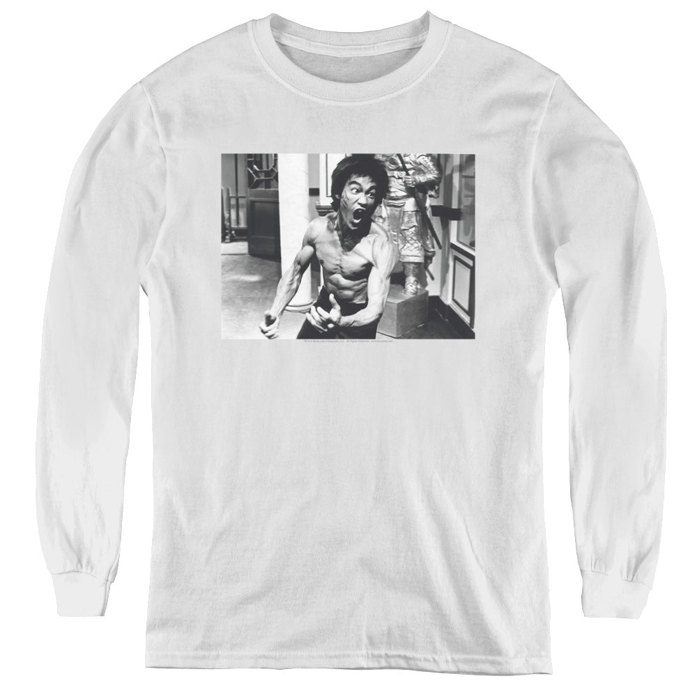 Bruce Lee - Full Of Fury - Youth Long Sleeve Tee - White