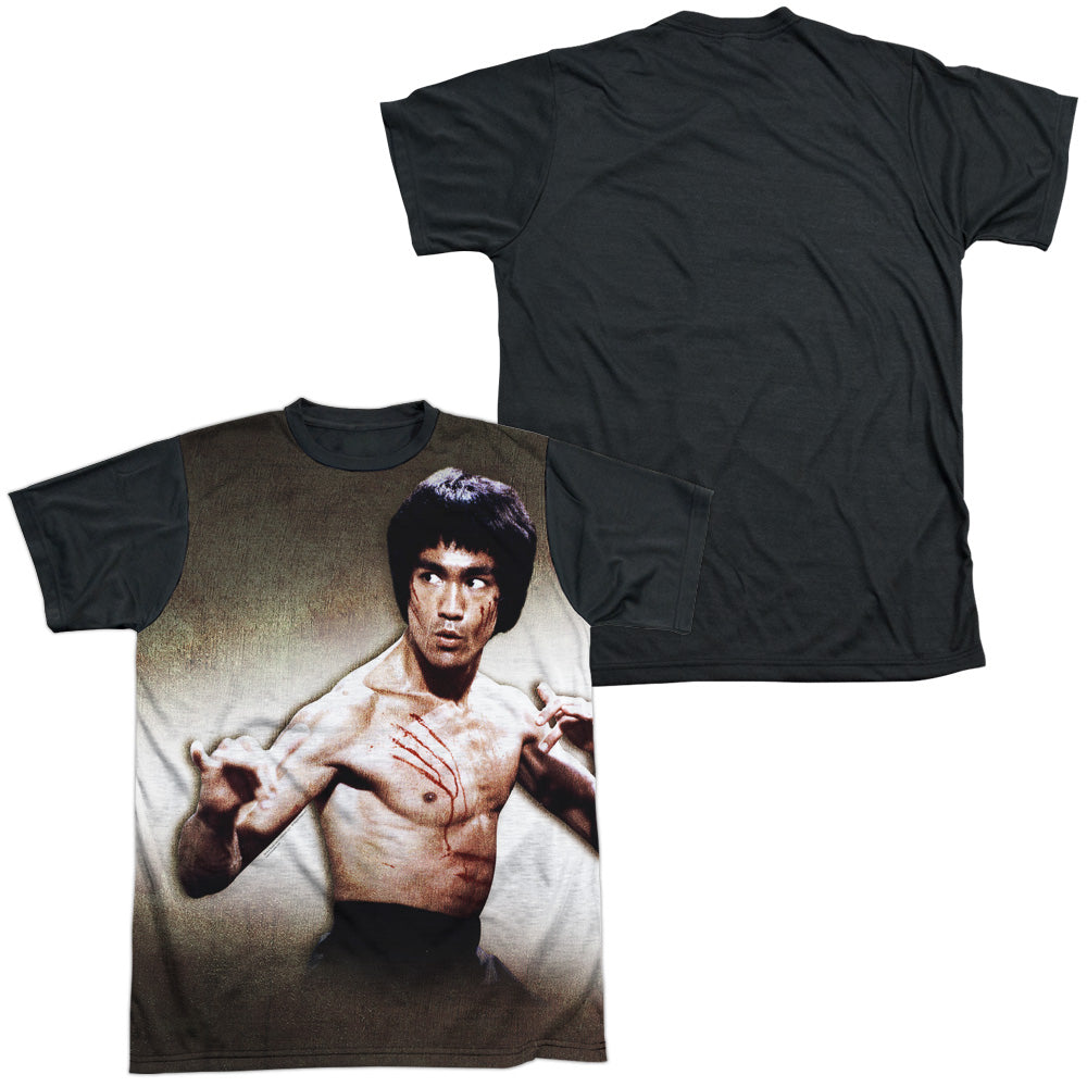 Bruce Lee - Scratched - Short Sleeve Adult White Front Black Back - White T-shirt
