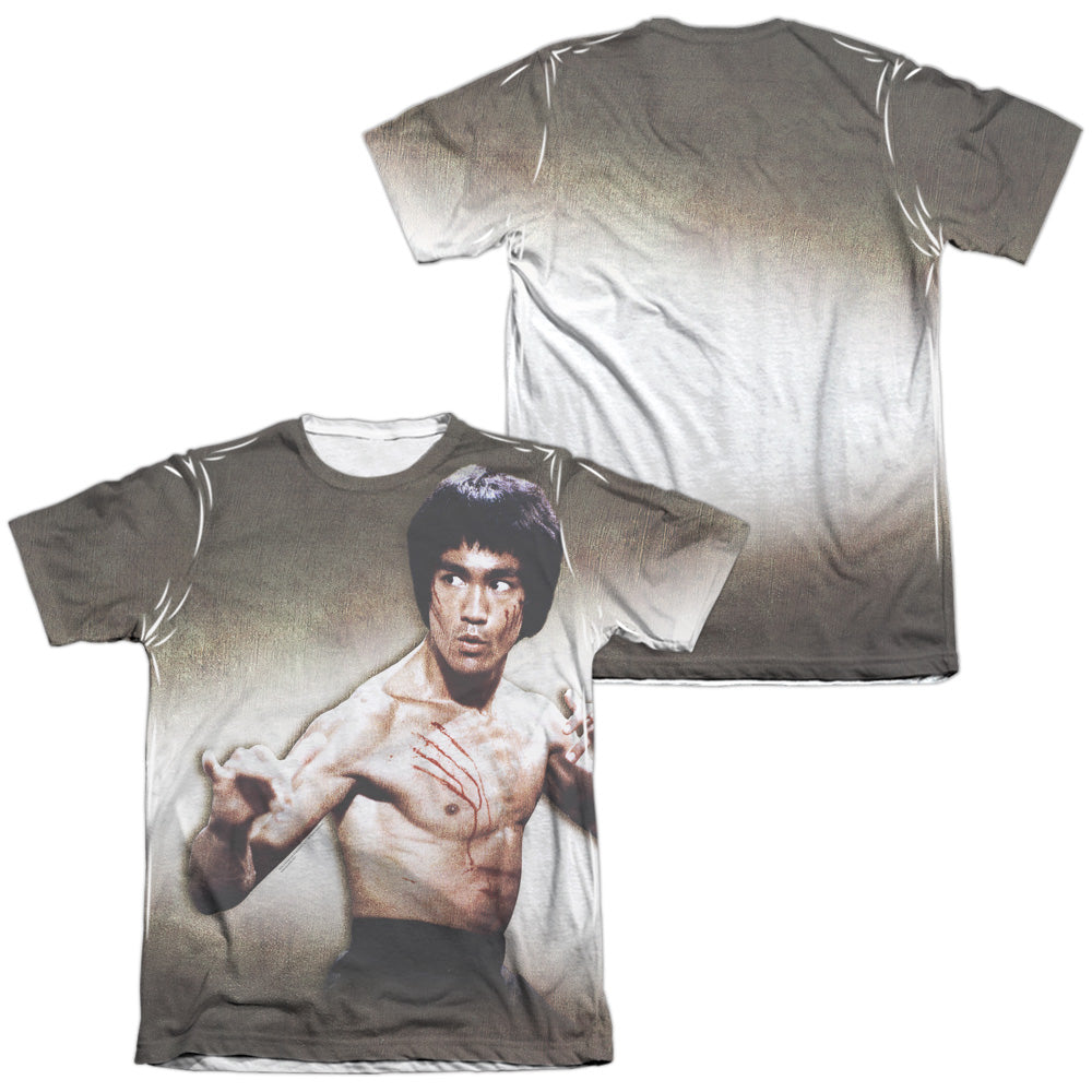 Bruce Lee - Scratched (Front/back Print) - Adult 65/35 Poly/cotton Short Sleeve Tee - White T-shirt