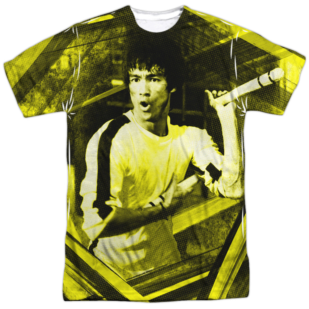 Bruce Lee - Stripes - Short Sleeve Adult 100% Poly Crew - White T-shirt
