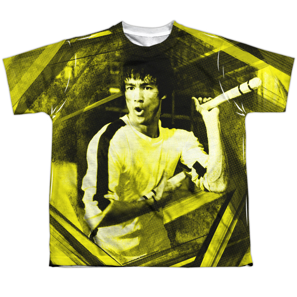 Bruce Lee - Stripes - Short Sleeve Youth Poly Crew - White T-shirt