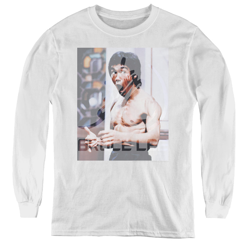 Bruce Lee - Revving Up - Youth Long Sleeve Tee - White