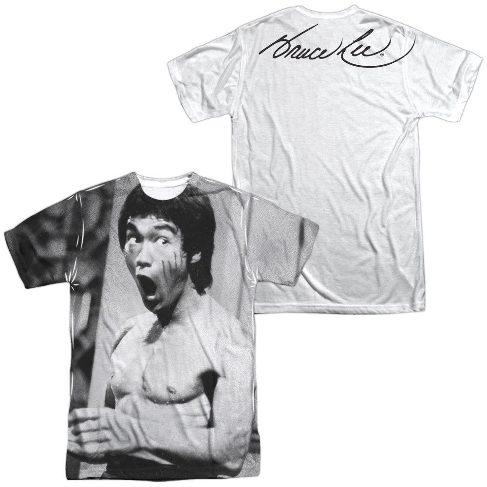 Bruce Lee - Classic Lee (Front/back Print) - Short Sleeve Adult Poly Crew - White T-shirt