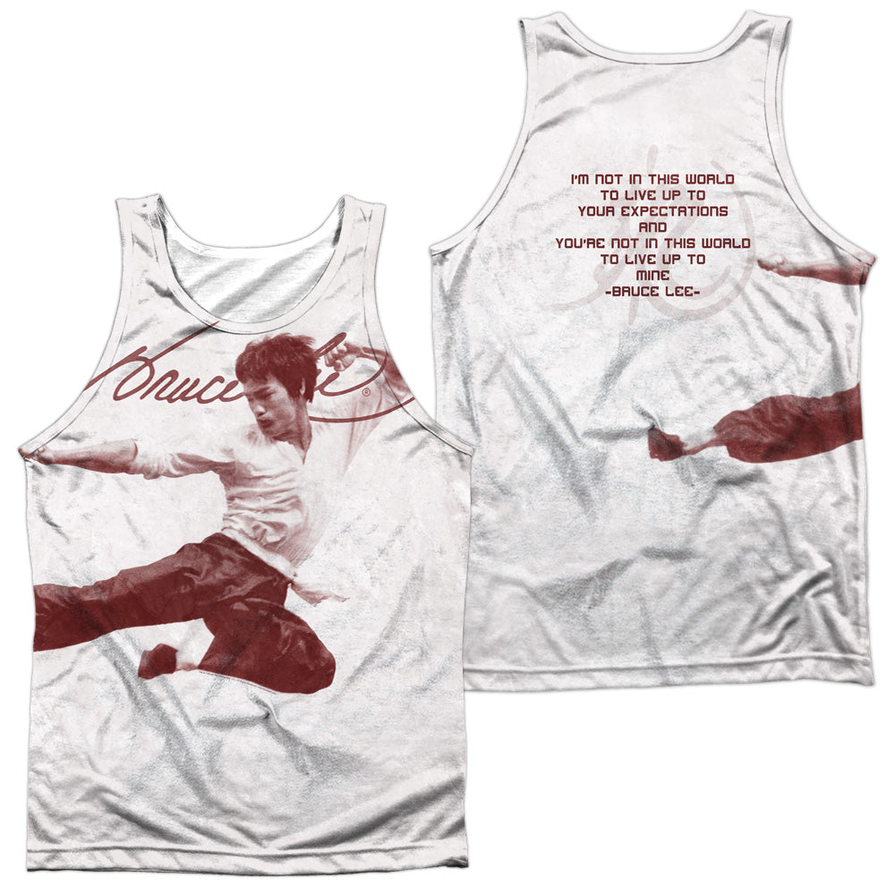 Bruce Lee - Expectations (Front/back Print) - Adult 100% Poly Tank Top - White