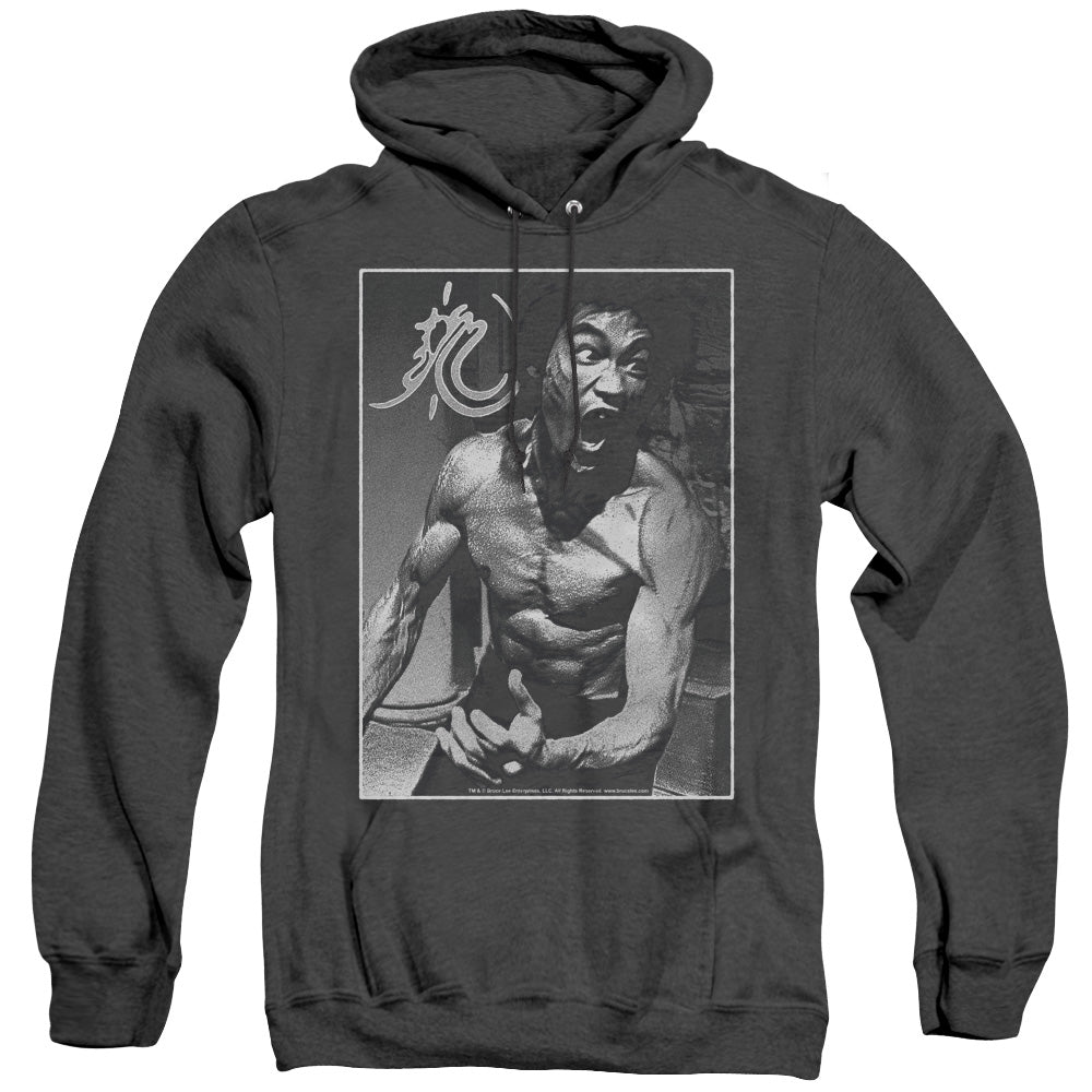 Bruce Lee - Focused Rage - Adult Heather Hoodie - Black