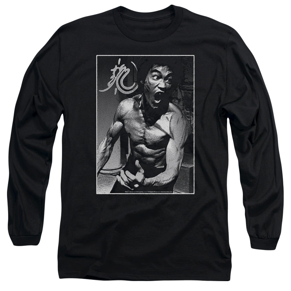 Bruce Lee - Focused Rage - Long Sleeve Adult 18/1 - Black T-shirt