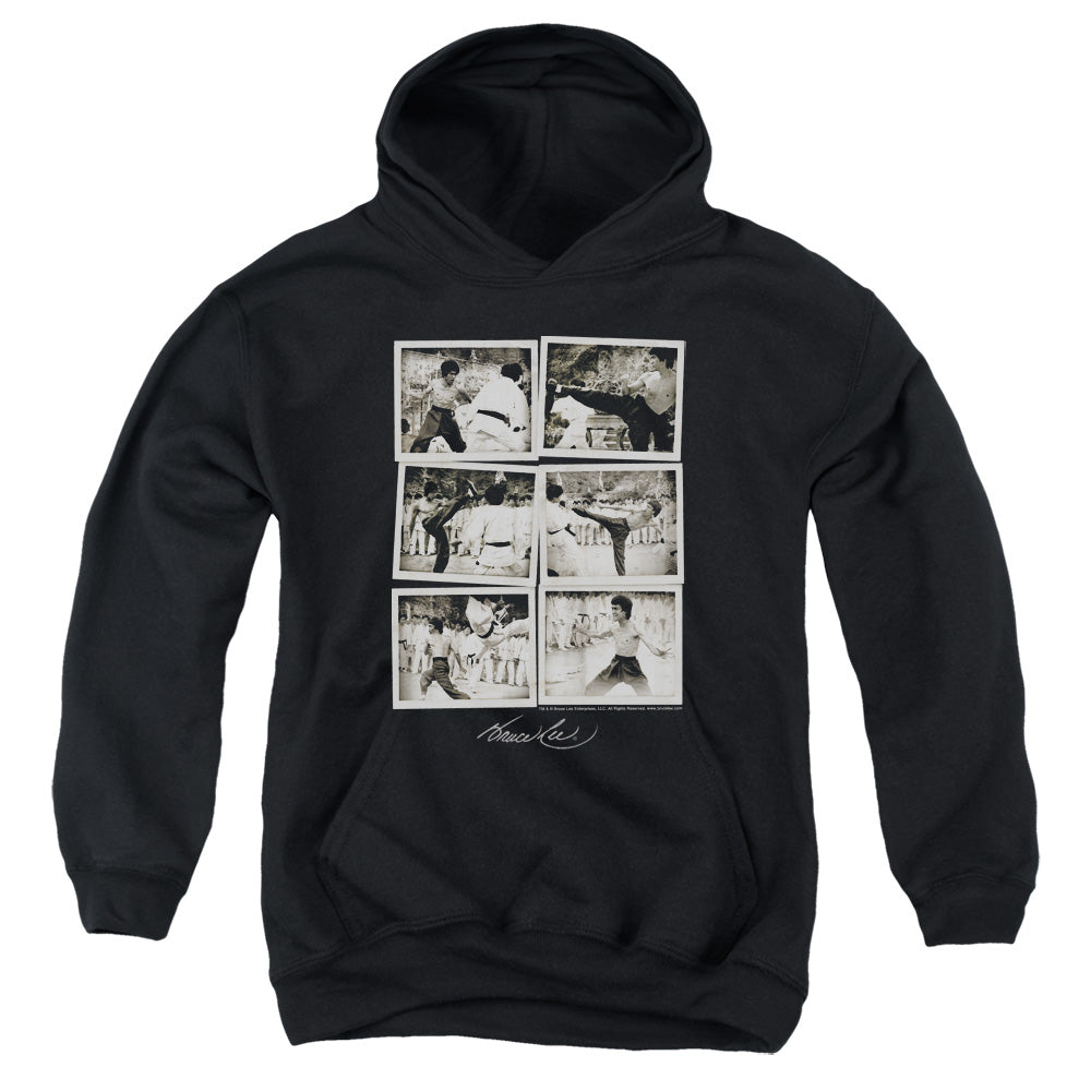 Bruce Lee Snap Shots-youth Pull-over Hoodie - Black