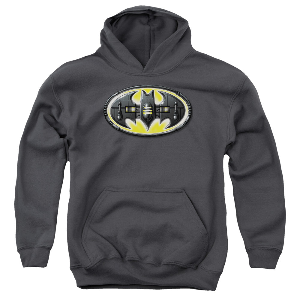Batman - Bat Mech Logo - Youth Pull-over Hoodie - Charcoal