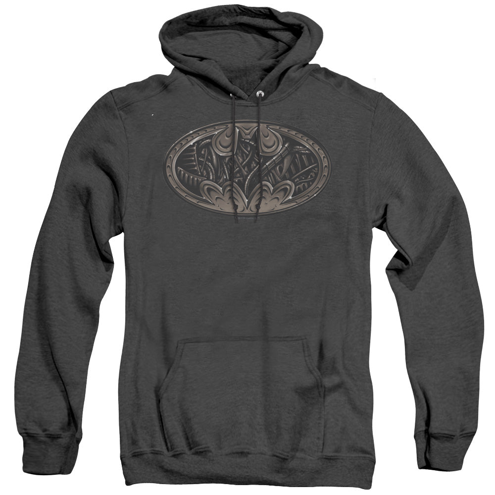 Batman - Bio Mech Bat Shield - Adult Heather Hoodie - Black