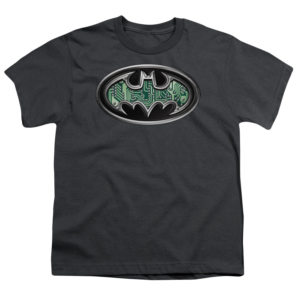 Batman - Circuitry Shield - Short Sleeve Youth 18/1 - Charcoal T-shirt