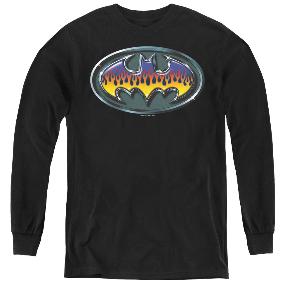 Batman - Hot Rod Shield - Youth Long Sleeve Tee - Black