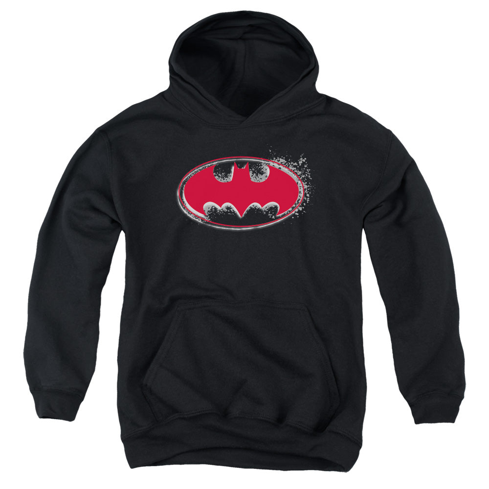 Batman Hardcore Noir Bat Logo-youth Pull-over Hoodie - Black