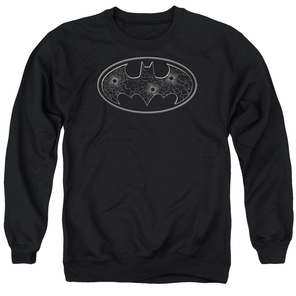 Batman - Glass Hole Logo - Adult Crewneck Sweatshirt - Black