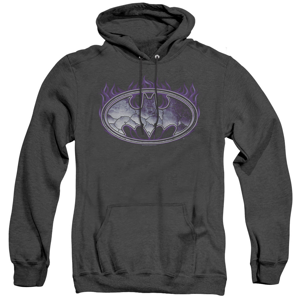 Batman - Cracked Shield - Adult Heather Hoodie - Black