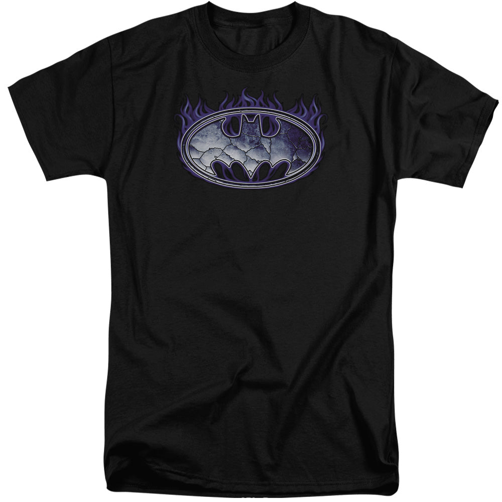 Batman - Cracked Shield - Short Sleeve Adult Tall - Black T-shirt