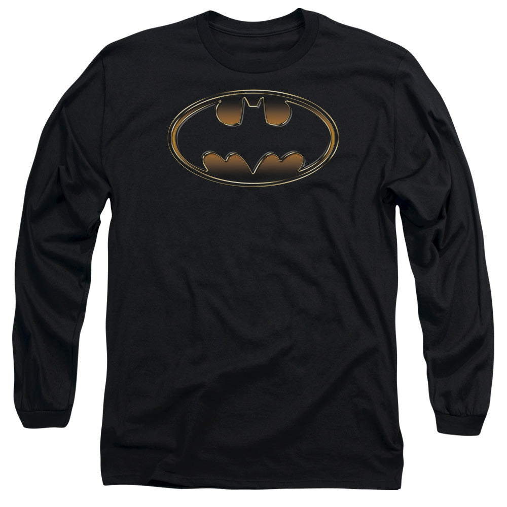Batman - Black & Gold Embossed - Long Sleeve Adult 18/1 - Black T-shirt