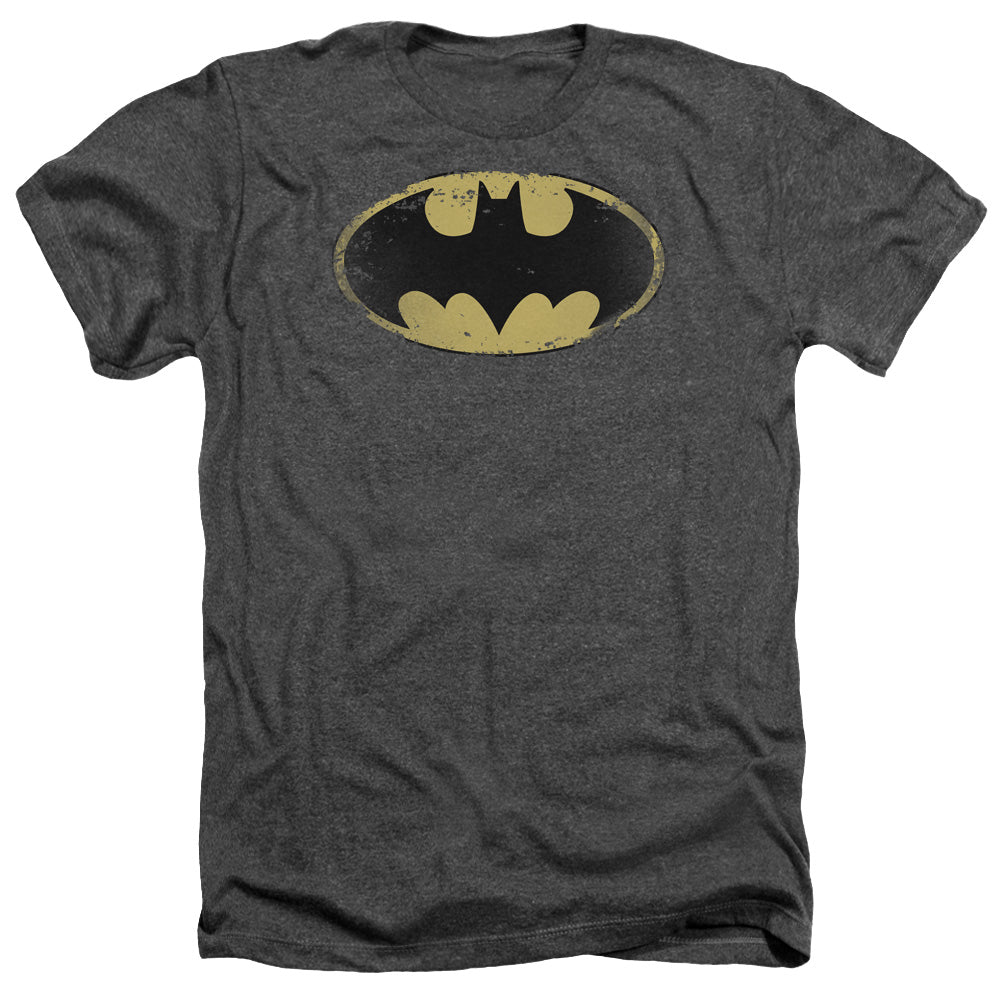 Batman - Distressed Shield - Adult Heather - Charcoal