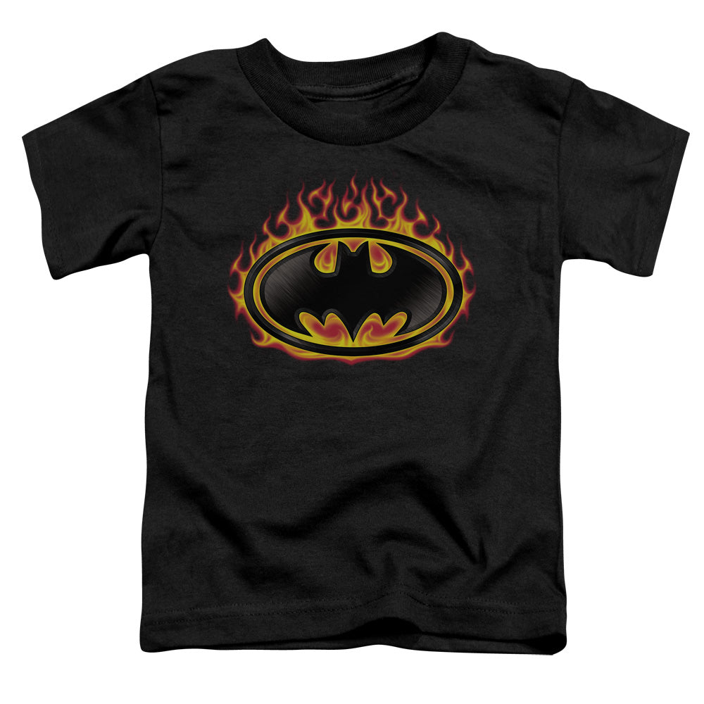 Batman - Bat Flames Shield - Short Sleeve Toddler Tee - Black T-shirt