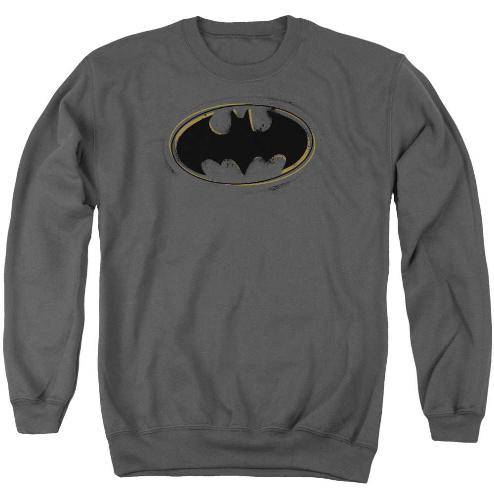 Batman - Spray Paint Logo - Adult Crewneck Sweatshirt - Charcoal