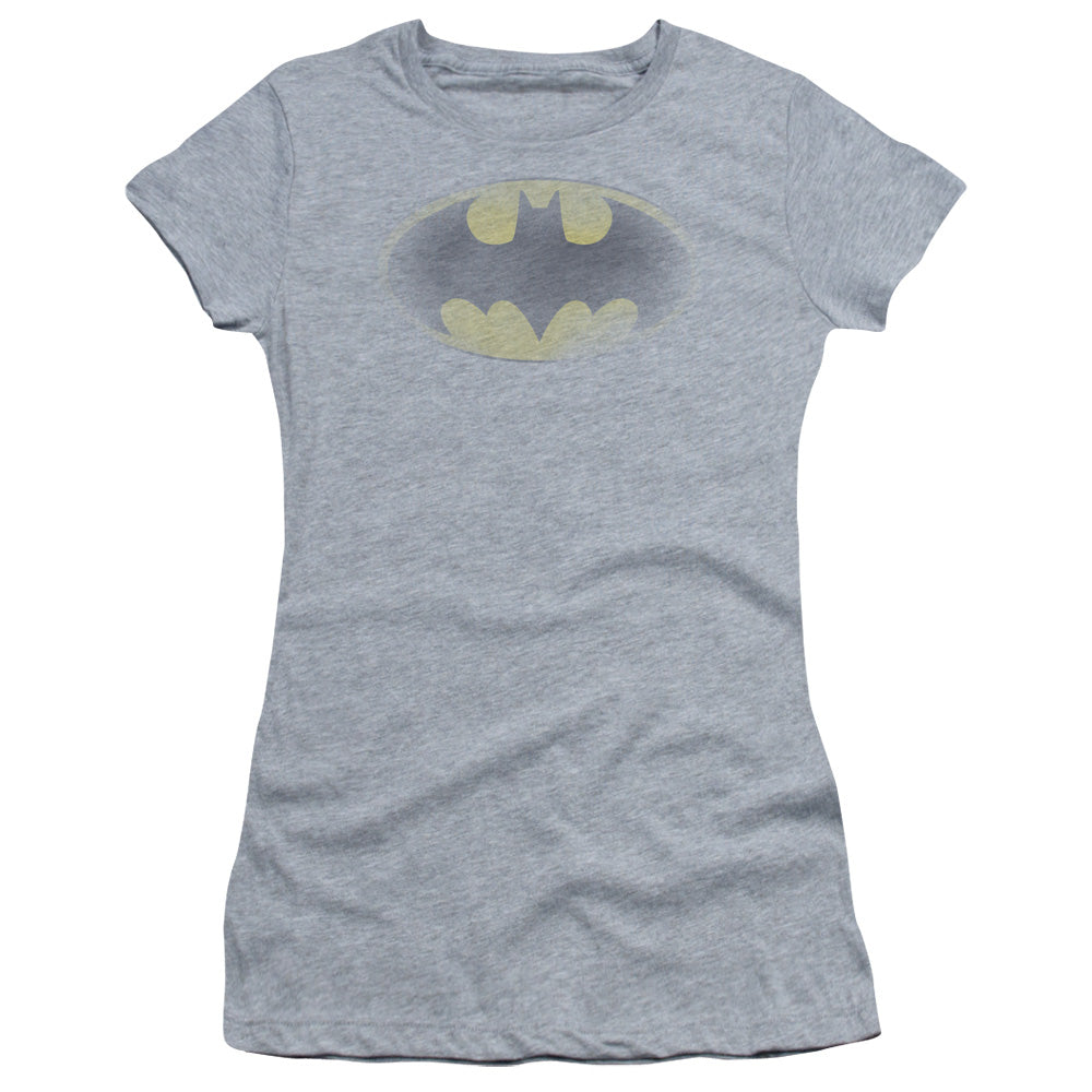 Batman - Faded Logo - Short Sleeve Junior Sheer - Athletic Heather T-shirt