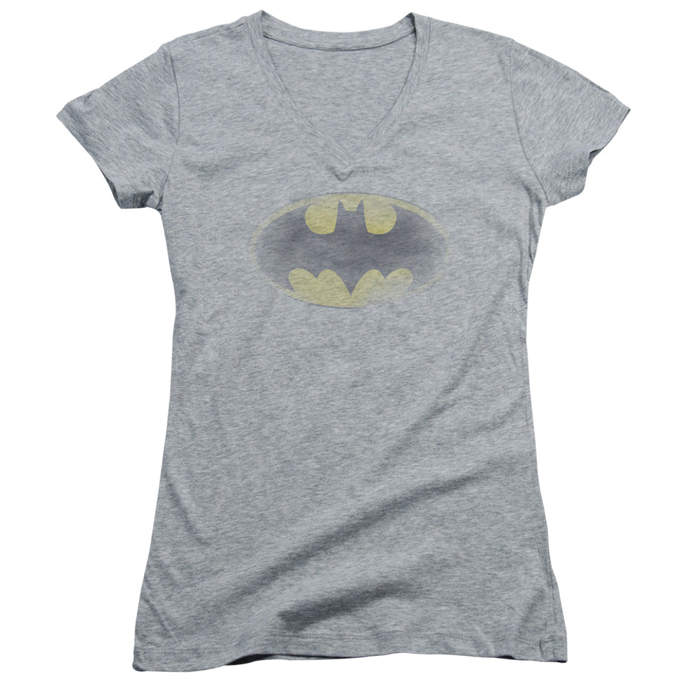 Batman - Faded Logo - Junior V-neck - Athletic Heather