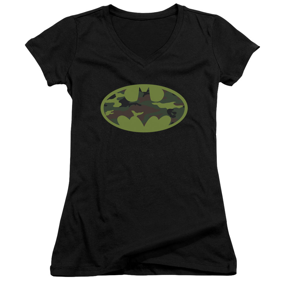 Batman - Camo Logo - Junior V-neck - Black