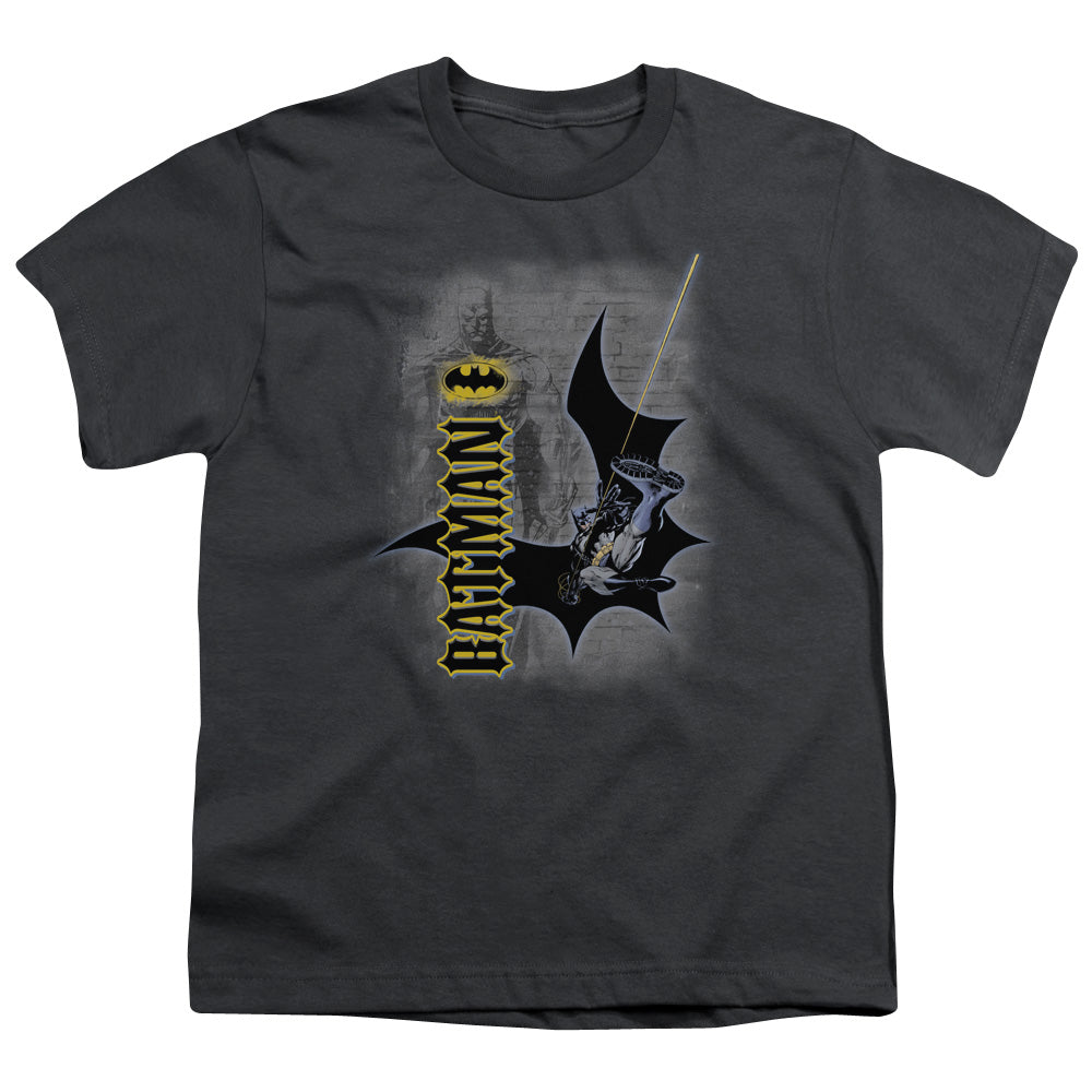 Batman - Swing Into Action - Short Sleeve Youth 18/1 - Charcoal T-shirt