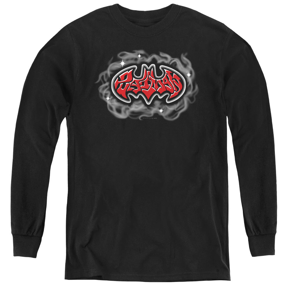 Batman - Hip Hop Logo - Youth Long Sleeve Tee - Black