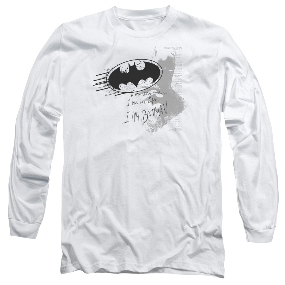 Batman - I Am Vengeance - Long Sleeve Adult 18/1 - White T-shirt