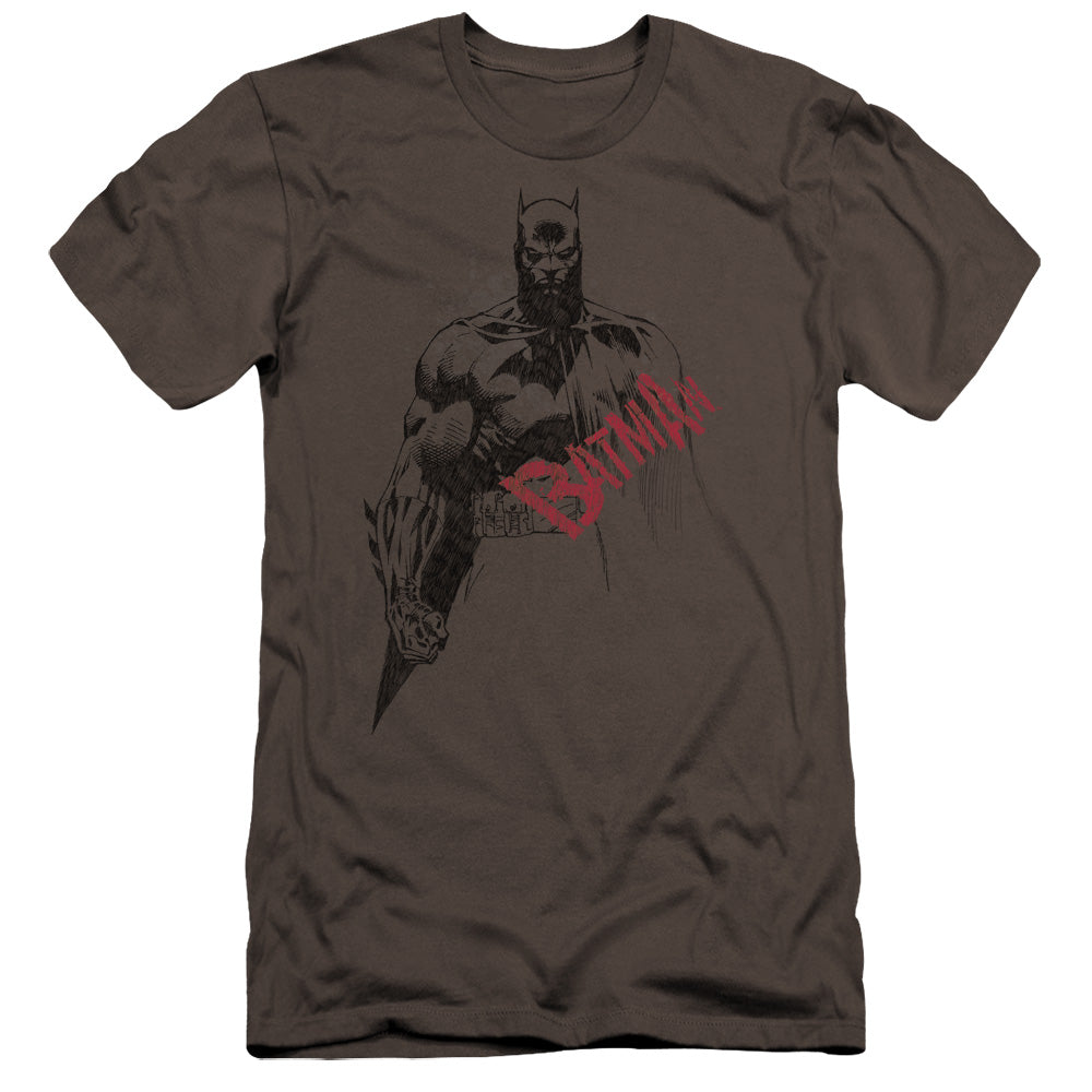 Batman - Sketch Bat Red Logo-premuim Canvas Adult Slim Fit 30/1 - Charcoal