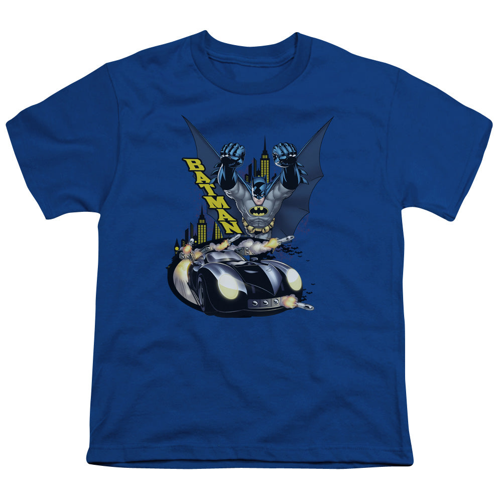 Batman - By Air & By Land - Short Sleeve Youth 18/1 - Royal Blue T-shirt