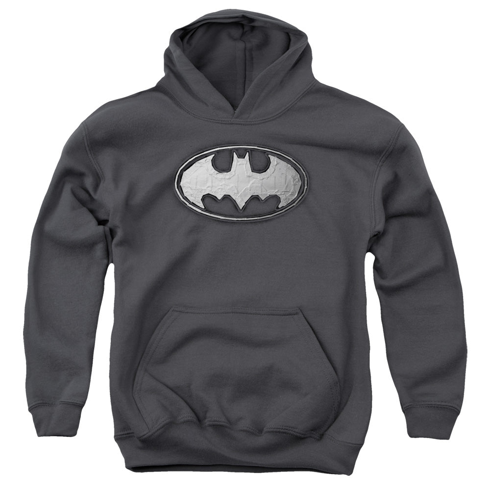 Batman Duct Tape Logo-youth Pull-over Hoodie - Charcoal