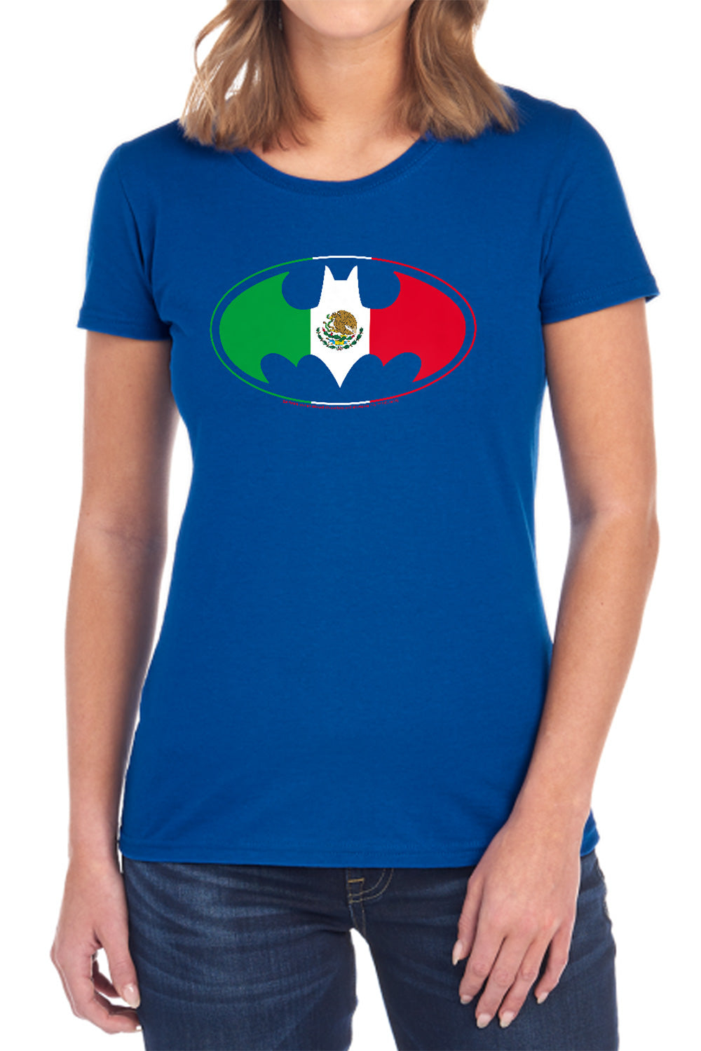 Batman - Mexican Flag Shield - Short Sleeve Womens Tee - Black T-shirt