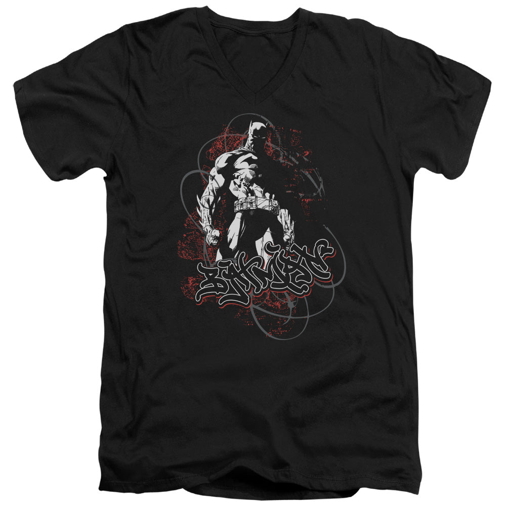 Batman - Urban Gotham - Short Sleeve Adult V-neck - Black T-shirt