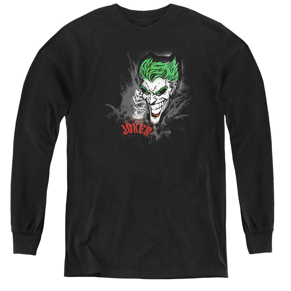 Batman - Joker Sprays The City - Youth Long Sleeve Tee - Black