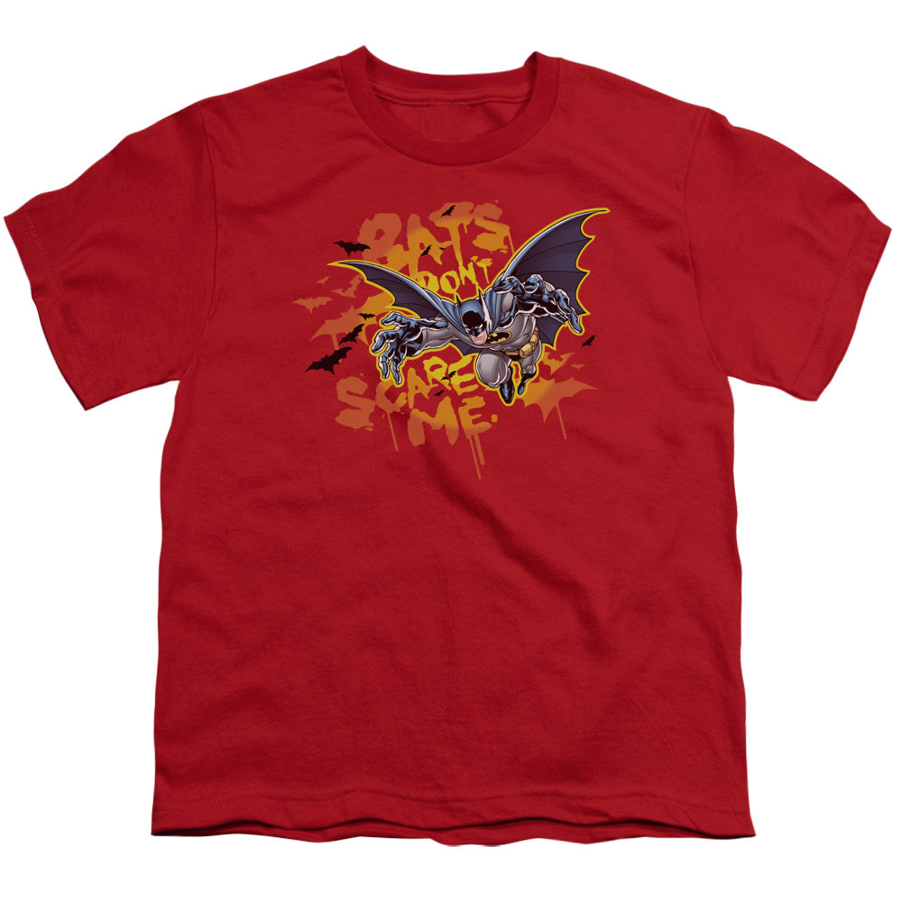 Batman - Bats Dont Scare Me - Short Sleeve Youth 18/1 - Red T-shirt