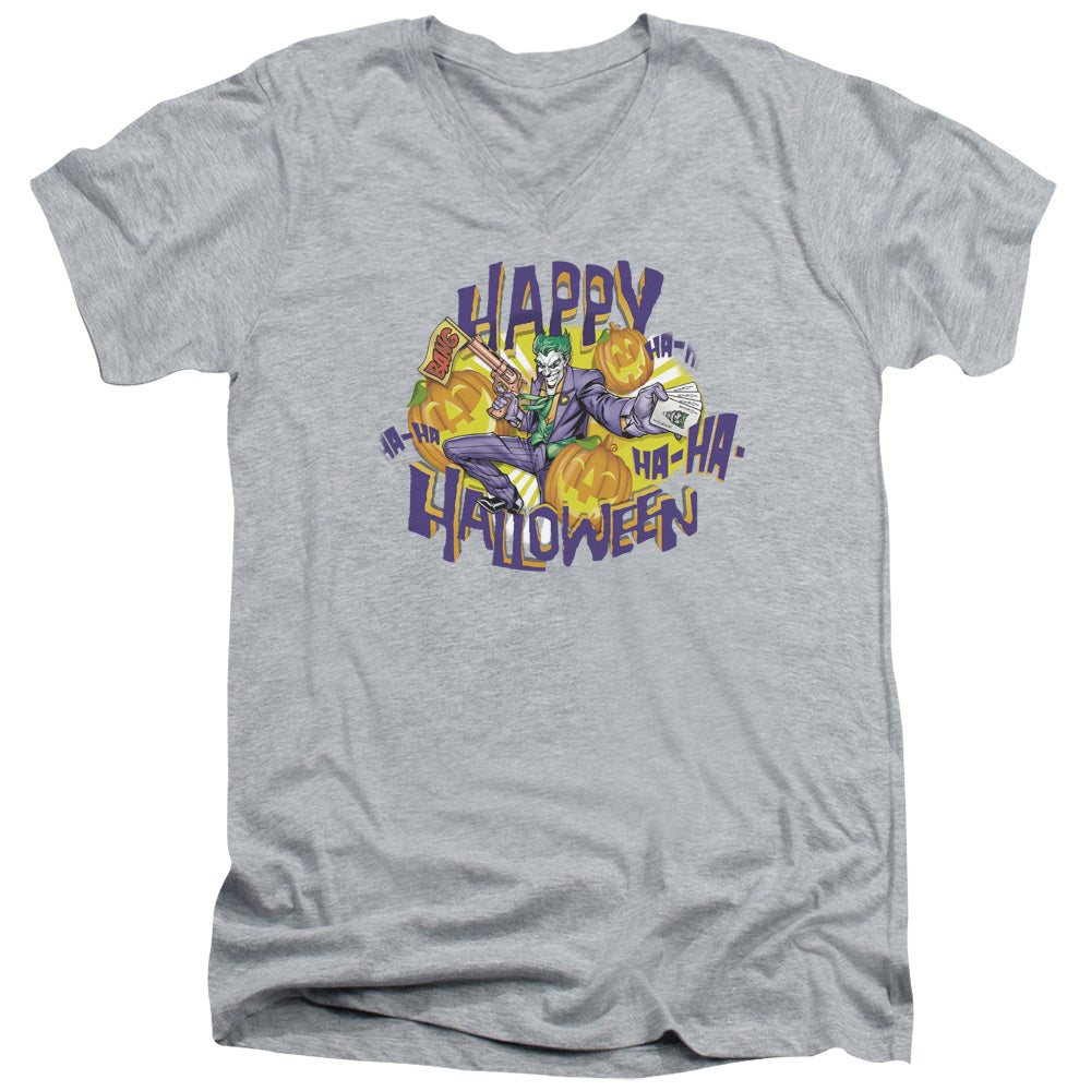 Batman - Ha Ha Halloween - Short Sleeve Adult V-neck - Athletic Heather T-shirt