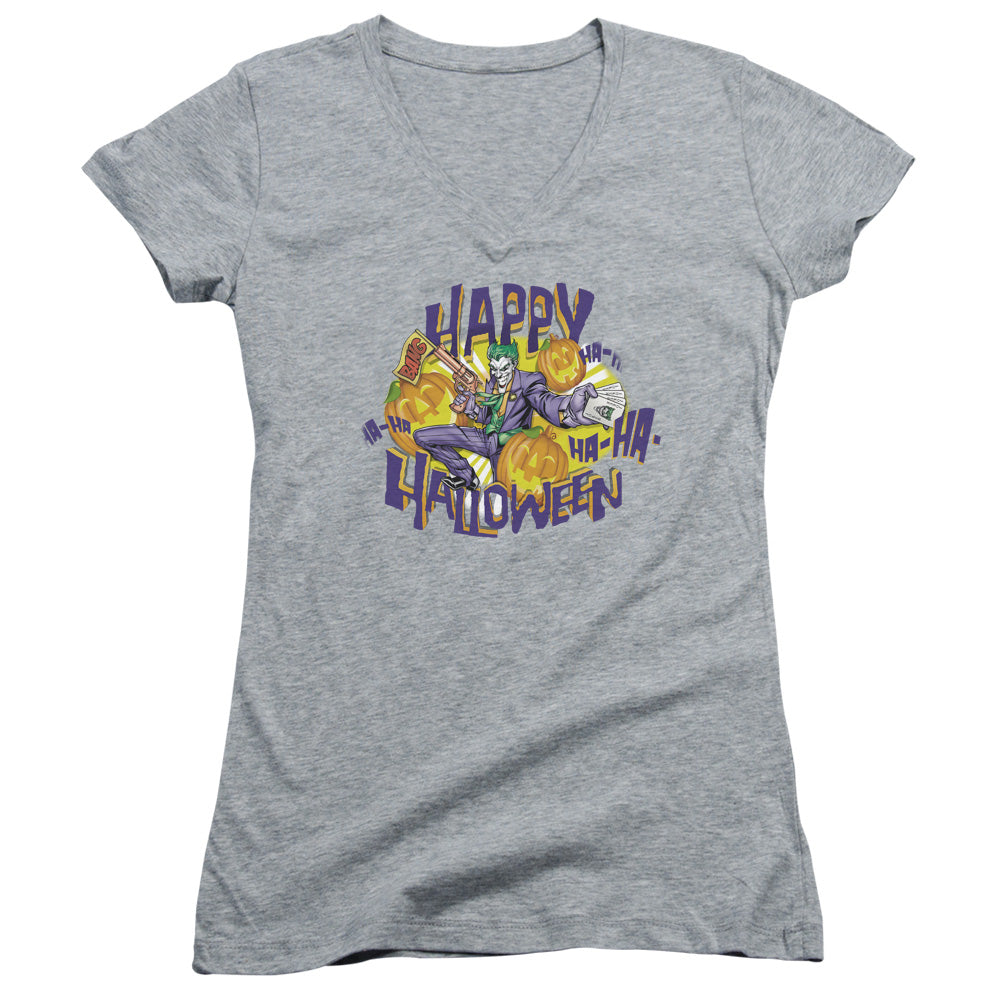 Batman - Ha Ha Halloween - Junior V-neck - Athletic Heather