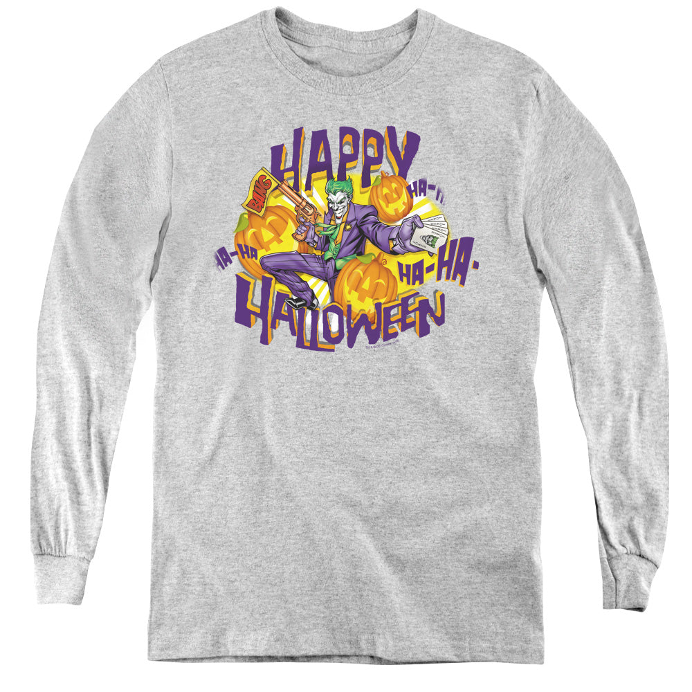 Batman - Ha Ha Halloween - Youth Long Sleeve Tee - Athletic Heather